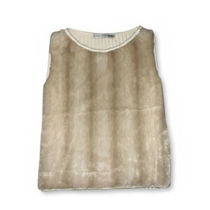 ECRU Florence Korn Beige White Faux Fur Vest Size 4